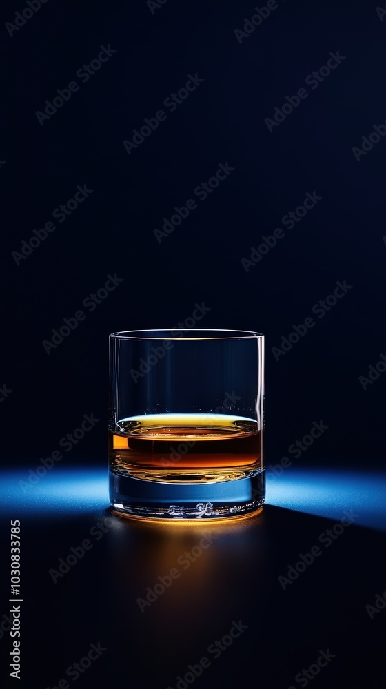 Glass of Whiskey on Blue Background Dark and Moody Drink Photography Glass of Whiskey on Blue Background Dark and Moody Drink Photography