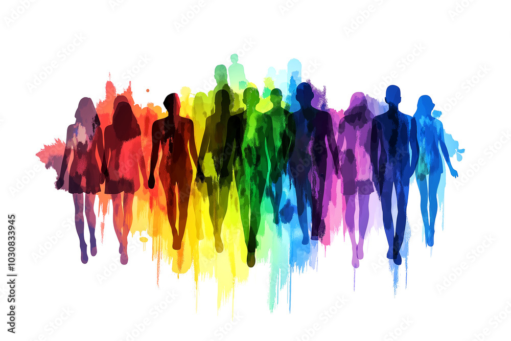 Obraz premium Multicultural group of people. Illustration. 