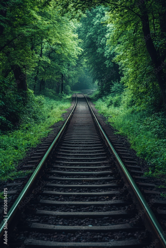 Train Tracks Through Lush Green Forest Nature Landscape Photography Train Tracks Through Lush Green Forest Nature Landscape Photography