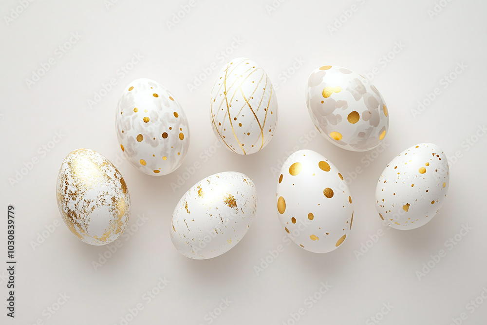 Golden Easter Eggs, Elegant Luxurious and Fancy, Decorated with Speckled White and Metallic Gold Golden Easter Eggs, Elegant Luxurious and Fancy, Decorated with Speckled White and Metallic Gold