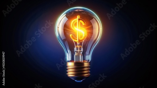 Energy-Saving Light Bulb with Dollar Sign - Illustration for Cost-Efficient Electricity