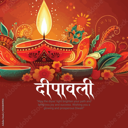 Happy Diwali or Deepawali Social Media Post Template Banner