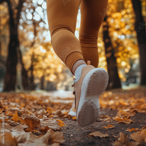 a person jogging in the woods, tracking via their smart watch