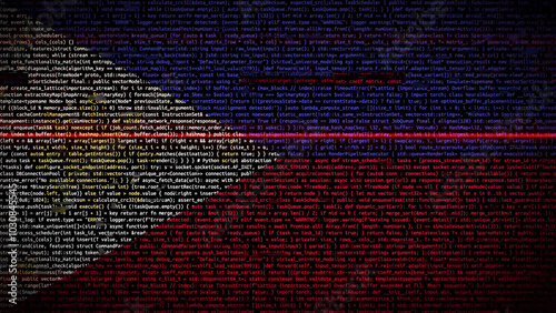 Binary code on flag of Philippines. Program source code or Hacker concept on Philippine flag. Philippines digital technology security, hacking or programming