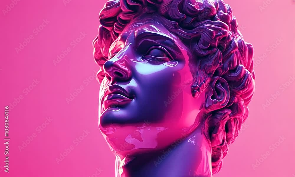 Pink Marble Sculpture of a Man's Head