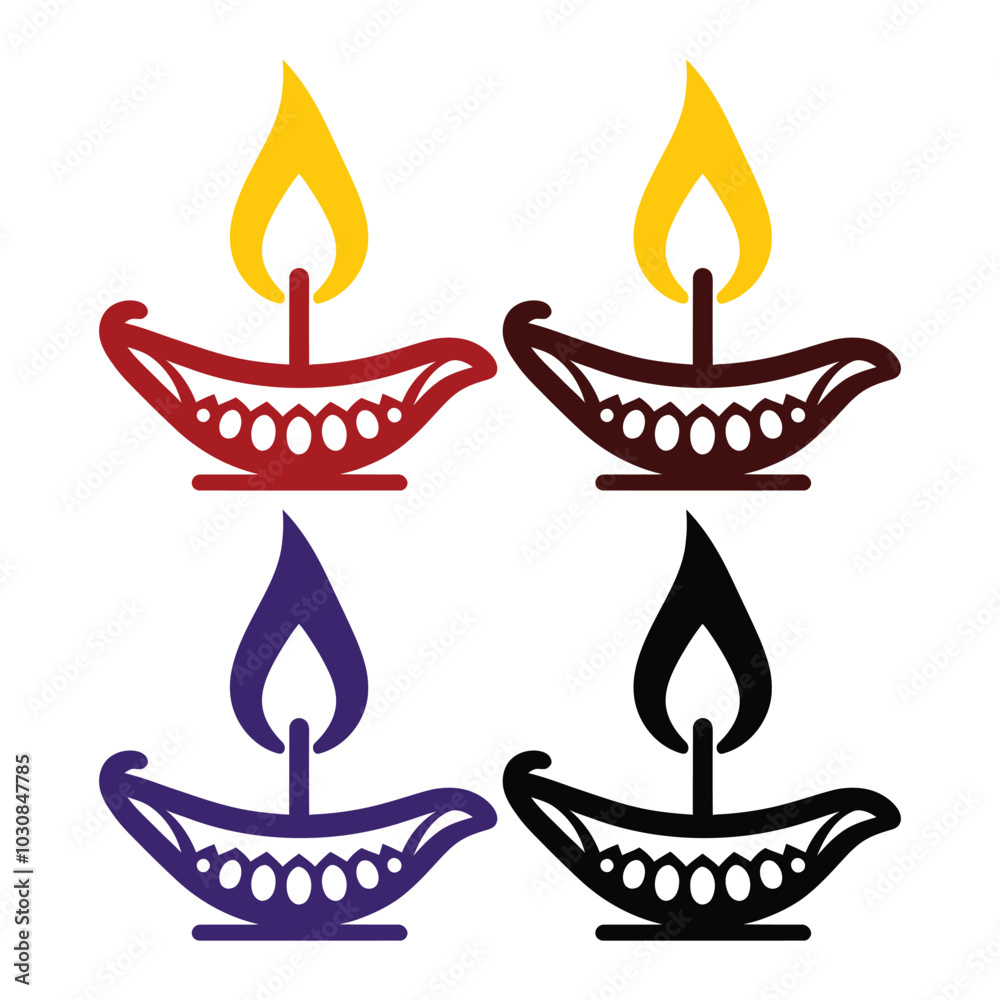 A vibrant Diwali lamp logo icon in vector