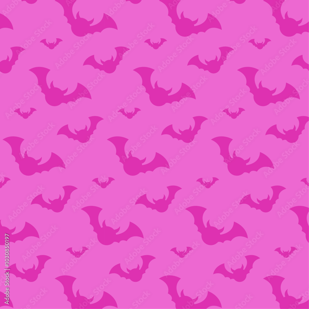 Seamless pattern of cute pink bats halloween spooky vector on pink background for wrapping papers, wallpapers, packaging, scary autumn party illustration