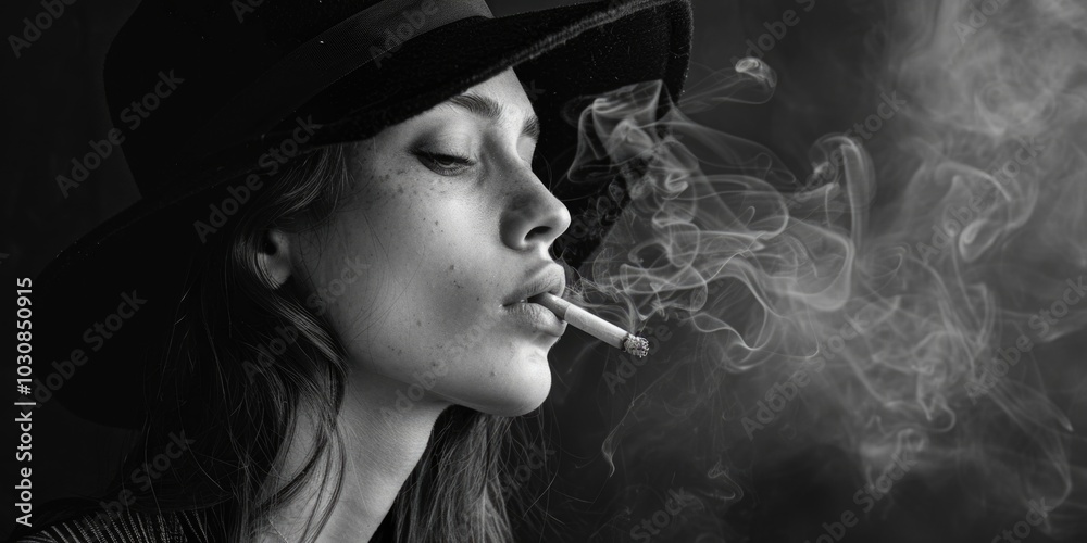 Fototapeta premium Woman smoking cigarette