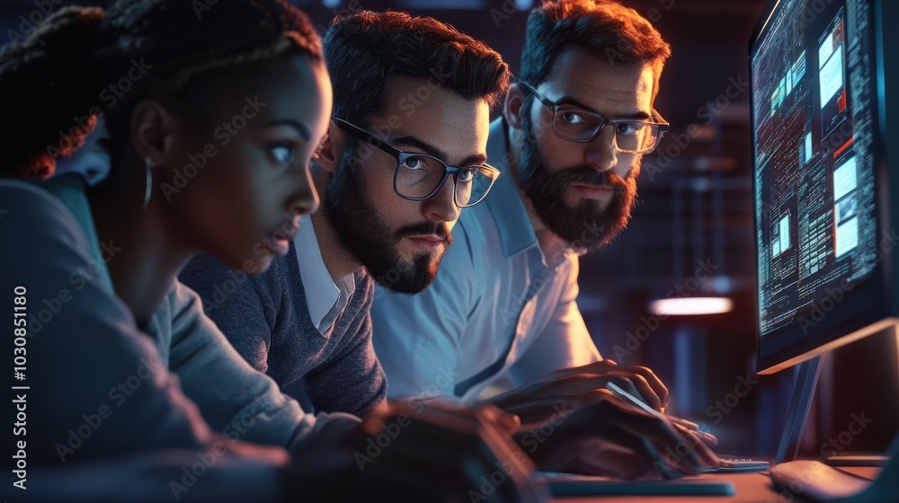 Group of business people and software developers working as a team in office Group of business people and software developers working as a team in office