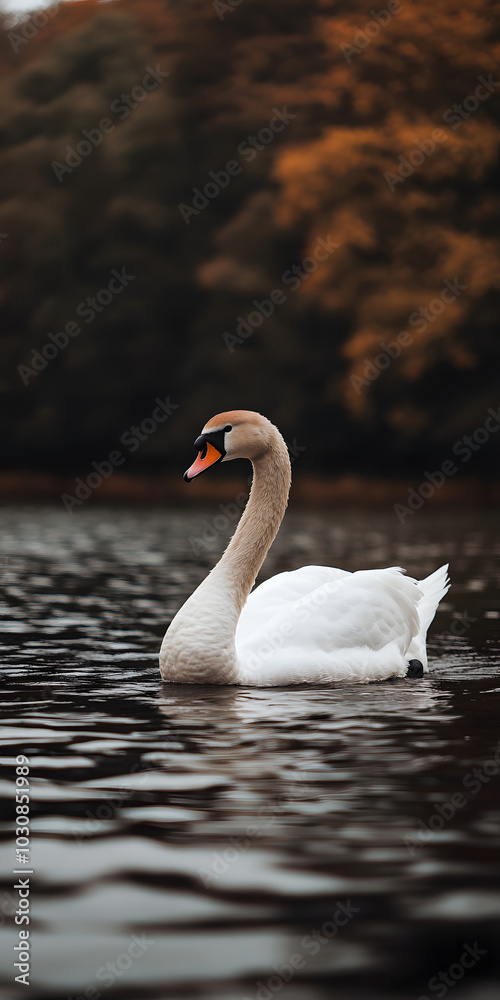 Fototapeta premium Cisne elegante deslizando por um lago sereno