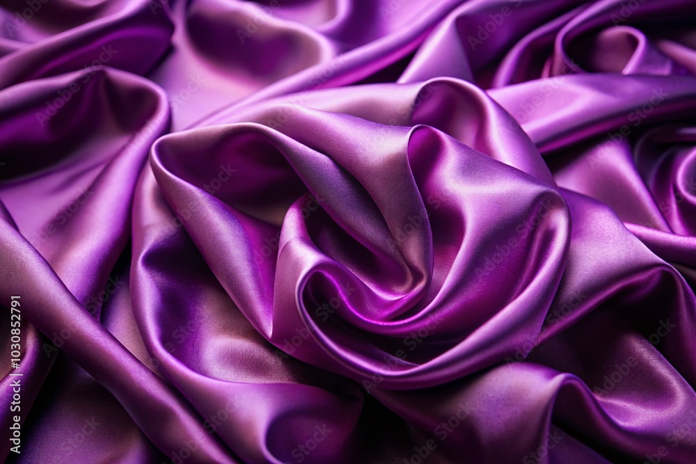 Ruffled Purple Satin Fabric with Intense Shadows and Highlights for Elegant Product Photography Ruffled Purple Satin Fabric with Intense Shadows and Highlights for Elegant Product Photography