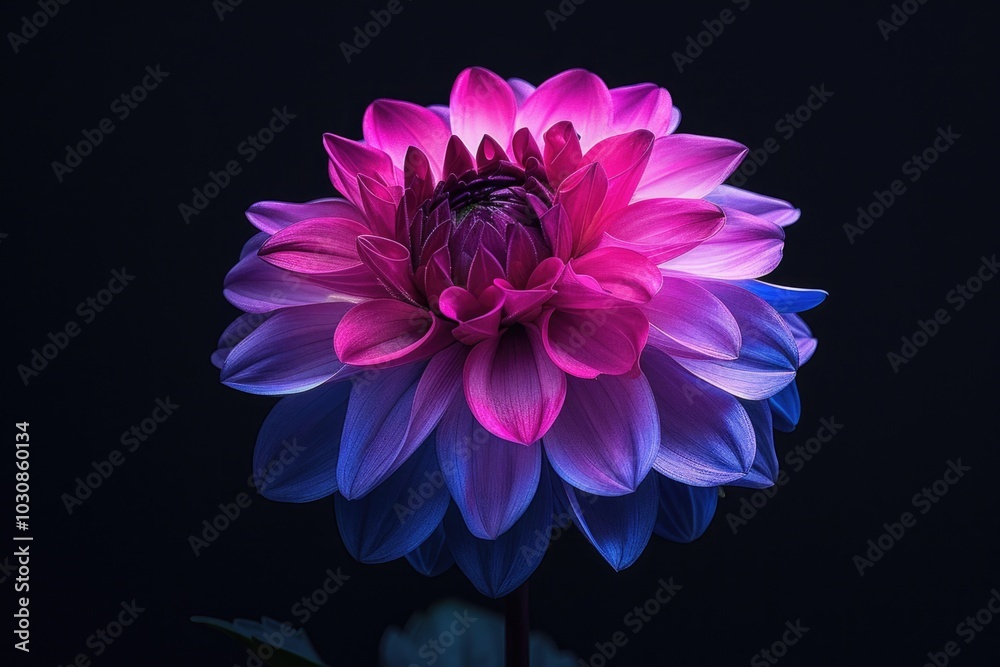 Obraz premium Purple and Blue Flower on Black Background