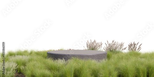 podium stone on desert for display product transparent background 3d PNG