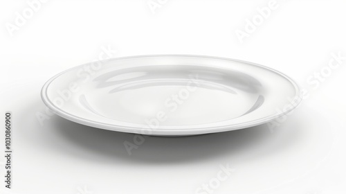 White Ceramic Dinner Plate with Rim - Kitchenware