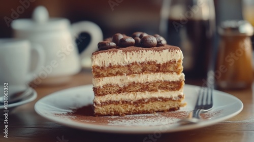 White plate with a slice of cake