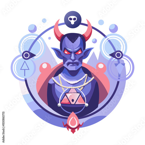 A flat illustration of scary devil character 