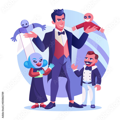 A flat illustration of scary storytelling man