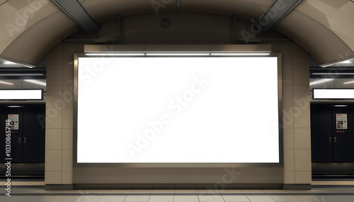 Mockup image of Blank billboard white screen posters and led in the subway station for advertising isolated with white highlights, png