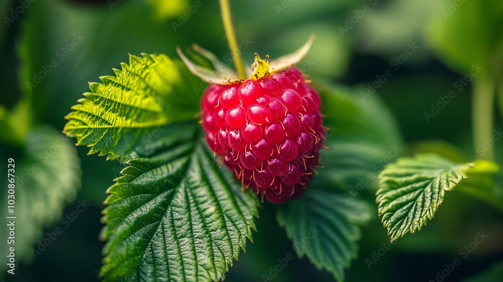 Ripe Raspberry on Green Leaves Close Up Photography Ripe Raspberry on Green Leaves Close Up Photography