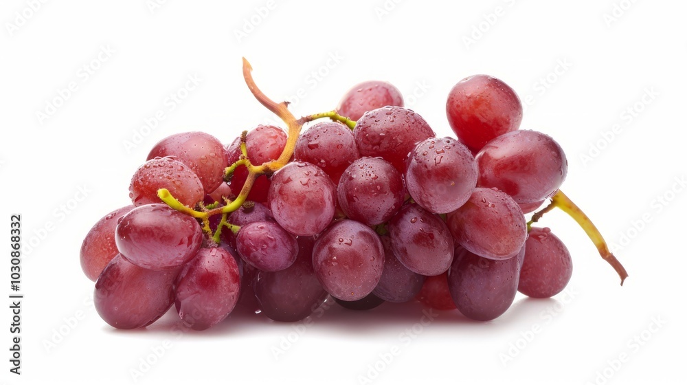 Vibrant Cluster: A Stunning Array of Red Grapes in Isolation - Vibrant Cluster: A Stunning Array of Red Grapes in Isolation -