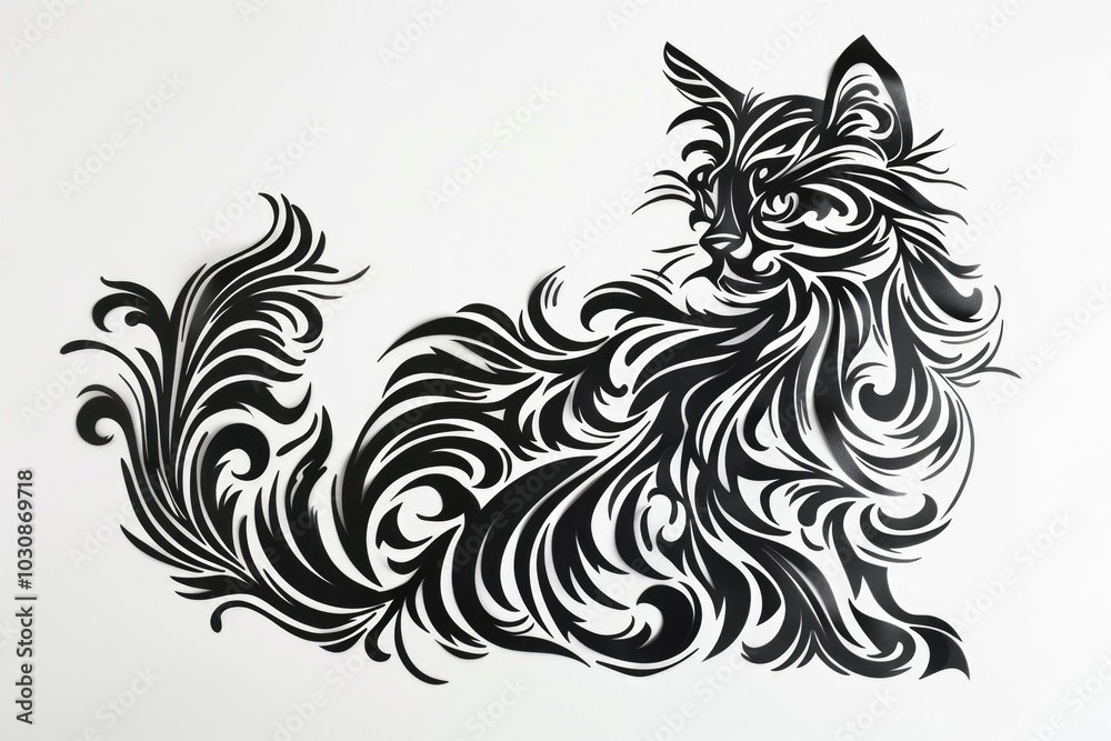 Black and White Cat Drawing Black and White Cat Drawing