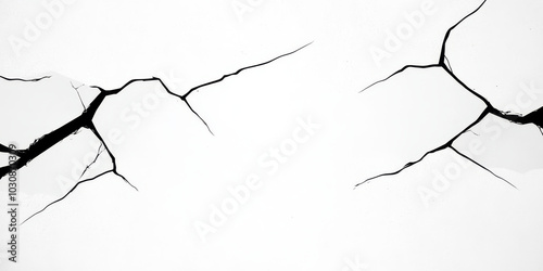 Abstract crack on a white surface.