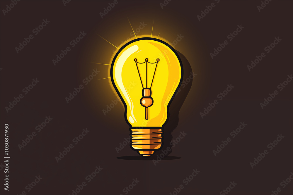 Flat vector of icon light bulb on black background, idea concept Flat vector of icon light bulb on black background, idea concept
