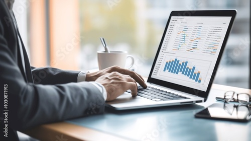Business Professional Analyzing Data on Laptop