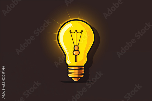 Flat vector of icon light bulb on black background, idea concept