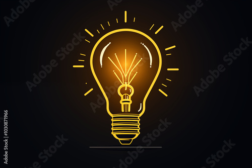 Flat vector of icon light bulb on black background, idea concept