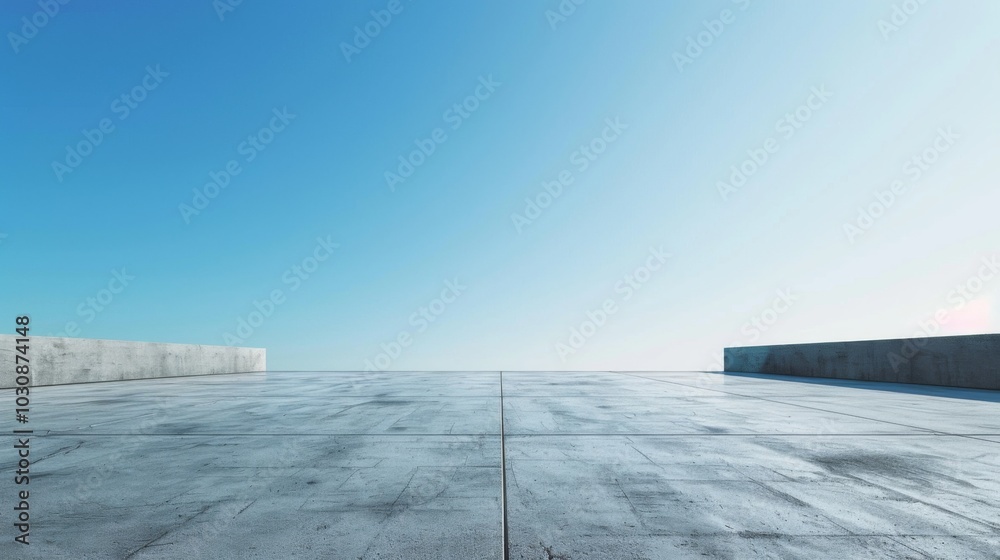 Minimalist Concrete Platform with Blue Sky Minimalist Concrete Platform with Blue Sky