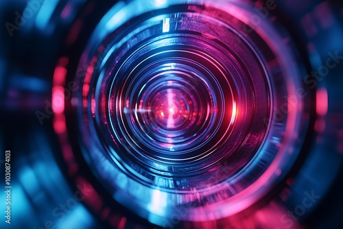 Red and Blue Bokeh Tunnel with Shiny Spiral Effect