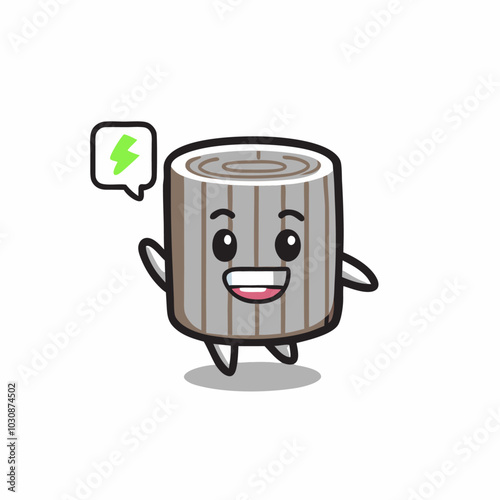 Tree stump mascot character with energetic gesture cute design (12)