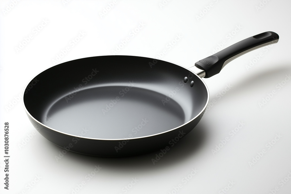 Sleek Non-Stick Frying Pan with Ergonomic Handle Isolated on White Background Sleek Non-Stick Frying Pan with Ergonomic Handle Isolated on White Background