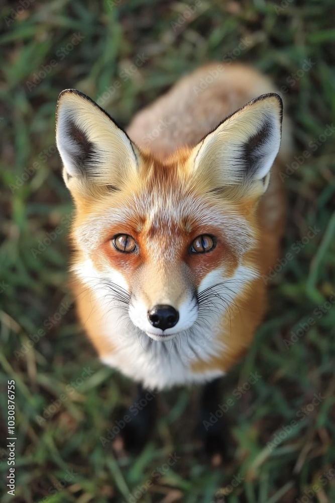 Foxs Face In Grass Foxs Face In Grass