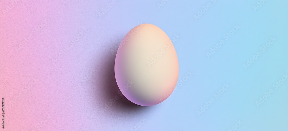 Single White Egg on Pastel Gradient - Minimalist, Clean Background Single White Egg on Pastel Gradient - Minimalist, Clean Background