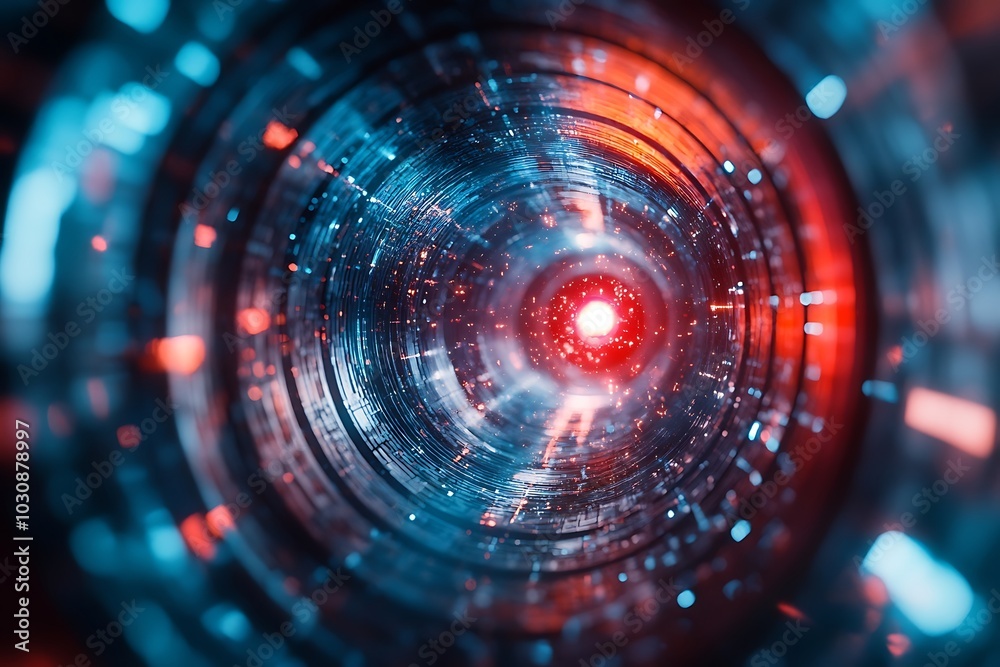 Red and Blue Lens Flare with Geometric Circles Red and Blue Lens Flare with Geometric Circles