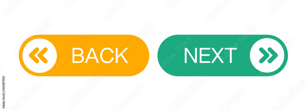 Next and previous button. Prev, next icon. Web buttons with arrows prev and next. Vector illustration