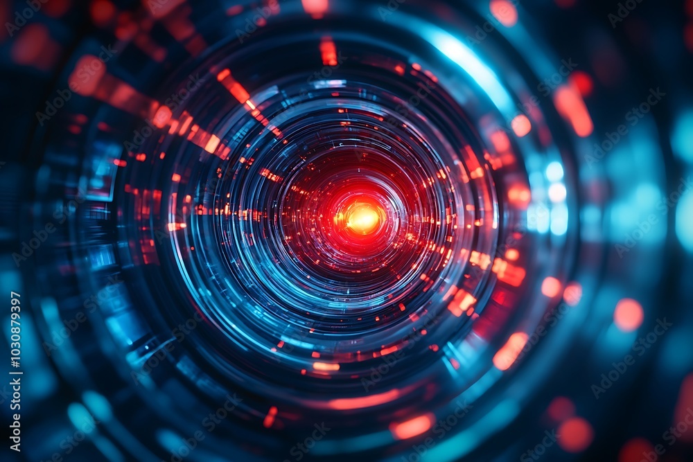 Red and Blue Light Tunnel - Cyberspace Vortex with Glow and Blur Red and Blue Light Tunnel - Cyberspace Vortex with Glow and Blur