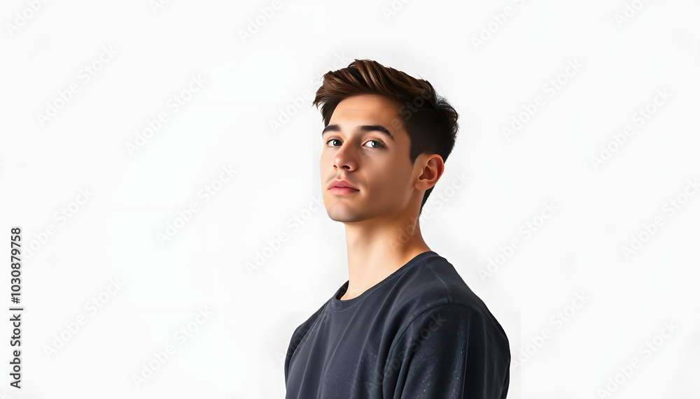 Full length portrait of young man standing on white background isolated with white highlights, png Full length portrait of young man standing on white background isolated with white highlights, png