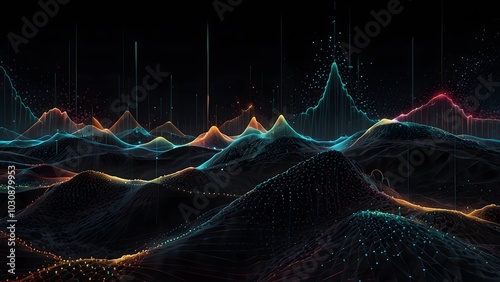 Abstract Glowing Dots and Lines in Blue and Orange – Futuristic Technology-Inspired Art with a Digital Flow of Energy and Patterns, Creating Dynamic and Vibrant Motion