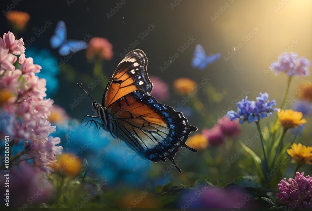 World here abstract nature spring Background spring flower and butterfly World here abstract nature spring Background spring flower and butterfly
