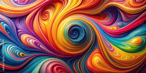 Abstract and colorful hypnotic swirl on a low angle background