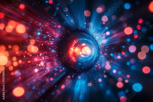 Red and Blue Radial Blur with Light Rays and Bokeh