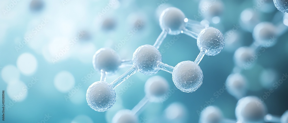 Close-up view of molecular structures showcasing scientific concepts in a vibrant blue background, ideal for educational and research purposes. Close-up view of molecular structures showcasing scientific concepts in a vibrant blue background, ideal for educational and research purposes.
