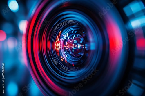 Surreal Camera Lens Reflections in Red and Blue Light