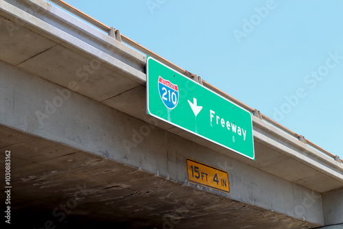 Los Angeles, California: Freeway Interstate 210 (The Foothill Freeway) Entrance sign