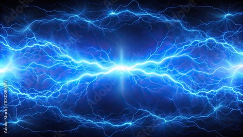 Obraz na płótnie Abstract energy and electrical background with blue lightning and plasma silhouette w salonie
