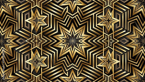 Abstract geometric pattern with black and gold accents