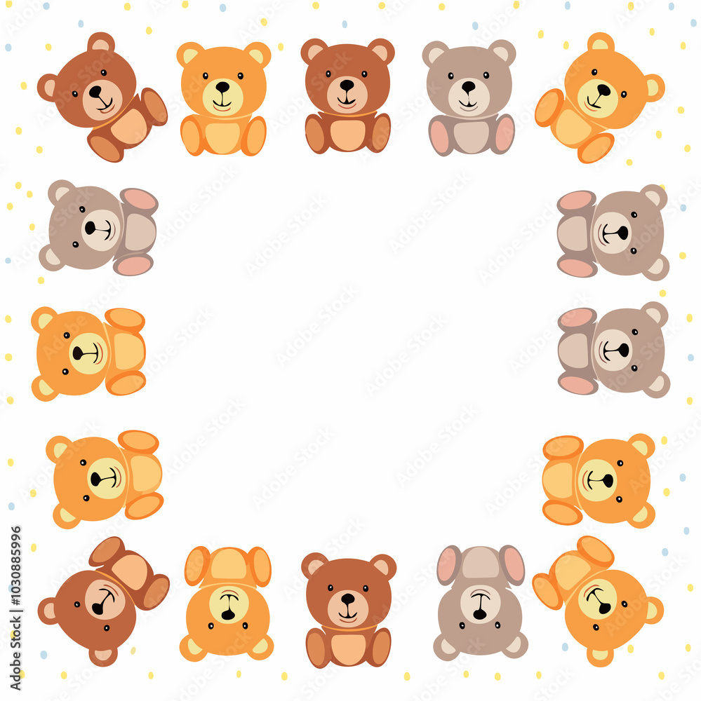 Playful teddy bear border frame. Playful teddy bear border frame.
